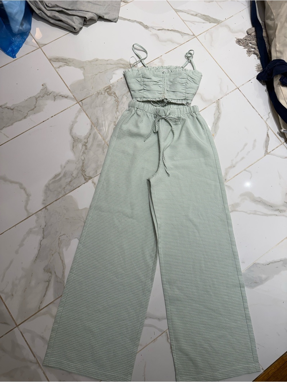 Princess Polly Sage Green Two-Piece Wide Leg Set